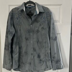 Roar Gray Casual Button Down Shirt